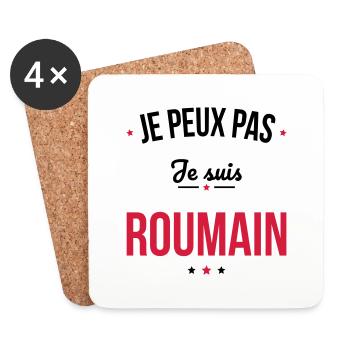 Je peux pas je suis Roumain - Dessous de verre (lot de 4) - blanc - Devant
