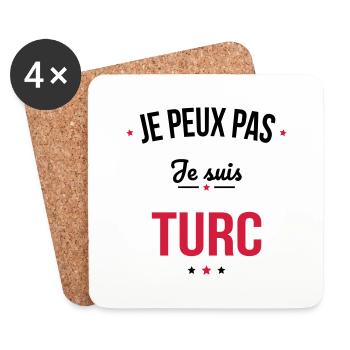 Je peux pas je suis Turc - Dessous de verre (lot de 4) - blanc - Devant