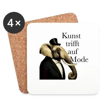Kunst trifft auf Mode Elefanten Geschenk Shirt - Untersetzer (4er-Set) - Weiß - Vorne