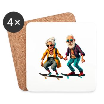 Cooles altes Pärchen Skater Hipster - Untersetzer (4er-Set) - Weiß - Vorne