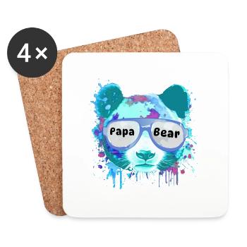 papa ours,papa,panda ours, graffiti,coloré,bleu - Dessous de verre (lot de 4) - blanc - Devant