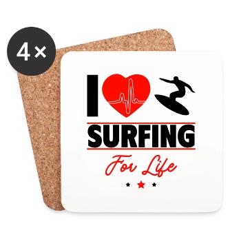 Ich liebe Surfen für immer – Surfer fürs Leben - Untersetzer (4er-Set) - Weiß - Vorne