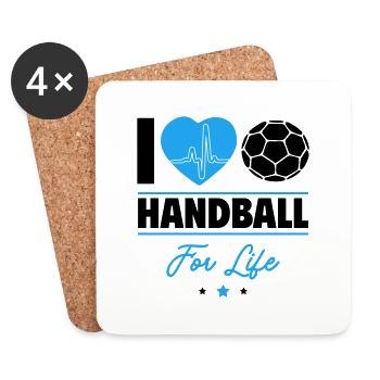 J’aime le handball pour la vie – Édition humoristique - Dessous de verre (lot de 4) - blanc - Devant