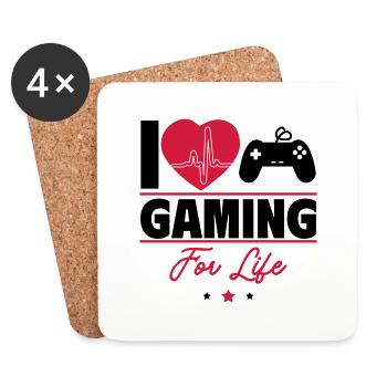 Ich liebe Gaming für immer – Für alle Zocker! - Untersetzer (4er-Set) - Weiß - Vorne