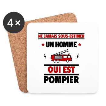 jamais sous-estimer un homme qui est pompier - Dessous de verre (lot de 4) - blanc - Devant