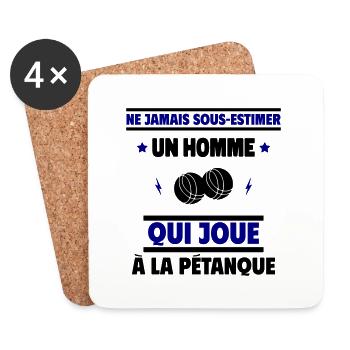 un homme qui joue à la pétanque - Dessous de verre (lot de 4) - blanc - Devant
