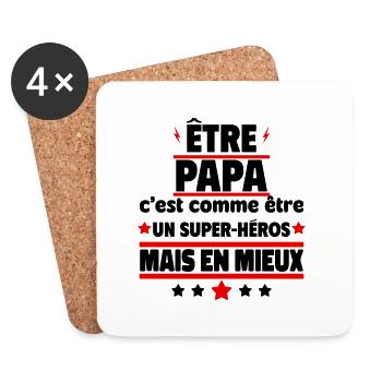 Être papa, c'est mieux qu'un super-héros - Dessous de verre (lot de 4) - blanc - Devant