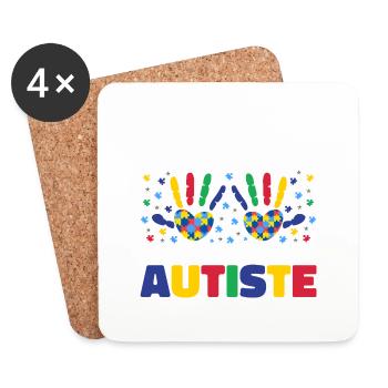 Je ne suis pas bizarre je suis autiste - Dessous de verre (lot de 4) - blanc - Devant