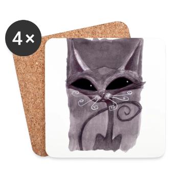 Serial Cat 08 - Coasters (set of 4) - white - Front