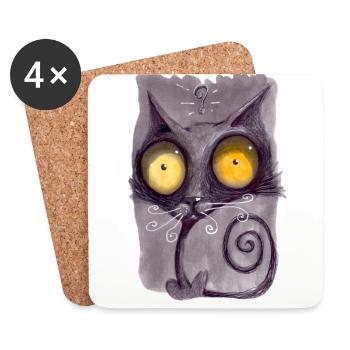 Serial Cat 21 - Coasters (set of 4) - white - Front