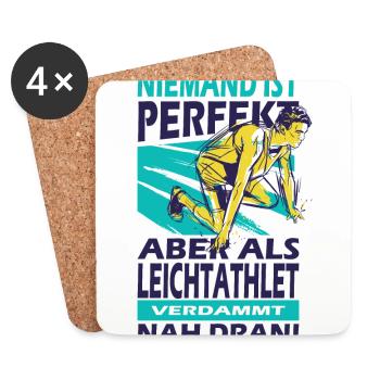 Niemand ist perfekt aber als Leichtathlet nah dran - Untersetzer (4er-Set) - Weiß - Vorne