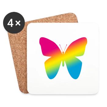 Papillon coloré Logo LGBT - Dessous de verre (lot de 4) - blanc - Devant