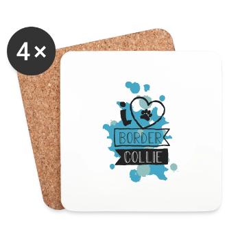 J'AIME BORDER COLLIE - BLEU - Dessous de verre (lot de 4) - blanc - Devant