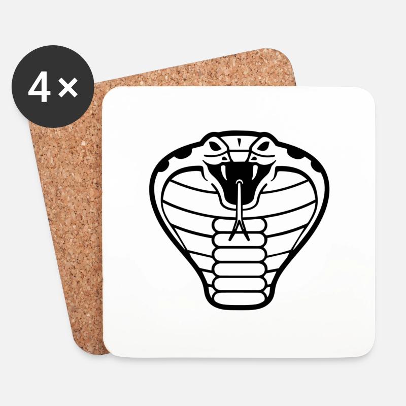 Cobra Snake Design - Coasters (set of 4) - white