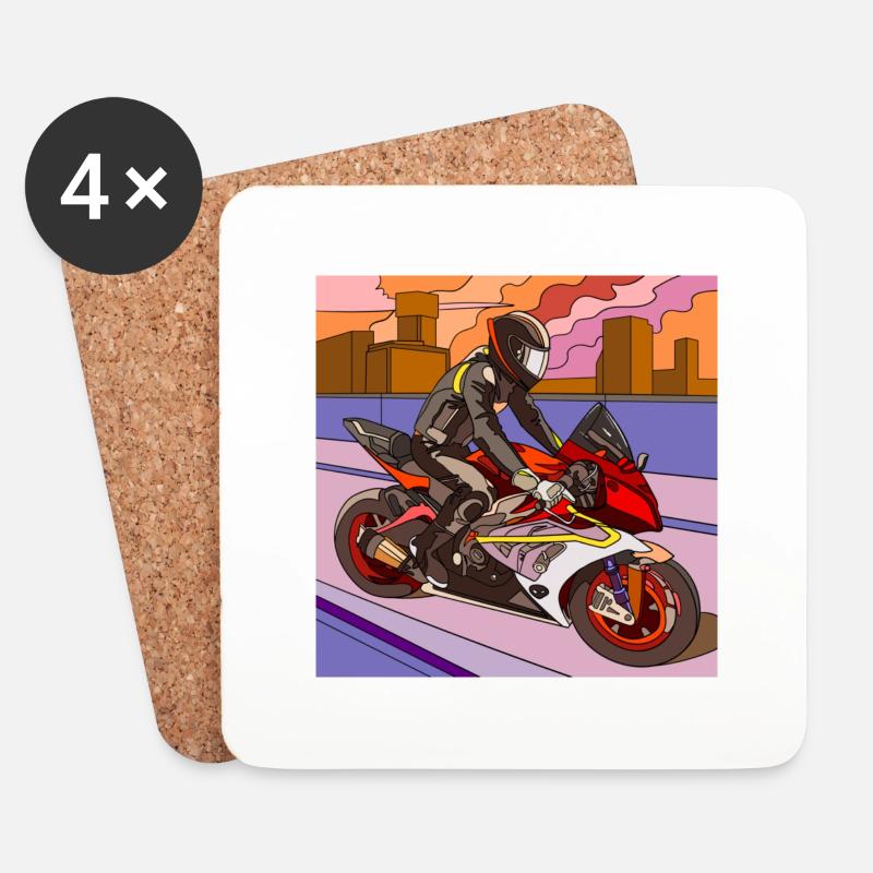 Motorrad - Untersetzer (4er-Set) - Weiß