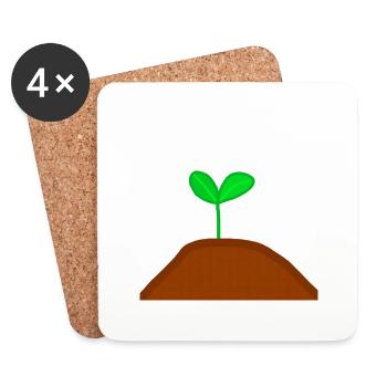 Petite plante nature pousse - Dessous de verre (lot de 4) - blanc - Devant
