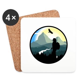 Montagnes, randonnée, nature sauvage - femme - Dessous de verre (lot de 4) - blanc - Devant
