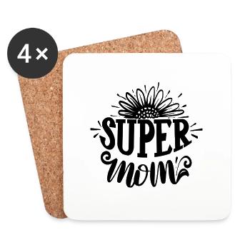 Super Mutter - Untersetzer (4er-Set) - Weiß - Vorne