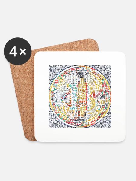 Bitcoin - Untersetzer (4er-Set) - Weiß