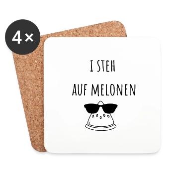 I steh auf Melonen - Untersetzer (4er-Set) - Weiß - Vorne