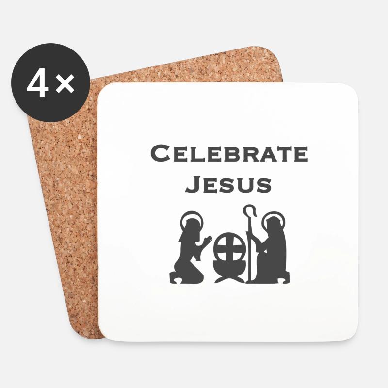 Christliches Weihnachtsdesign Feiern Sie Jesus - Untersetzer (4er-Set) - Weiß