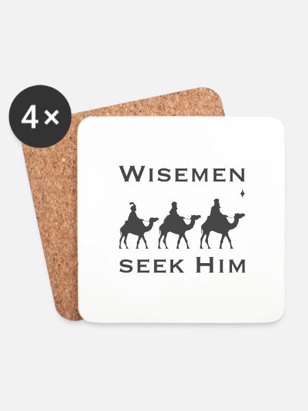 Christliche Weihnachtsdesign-Weise suchen ihn - Untersetzer (4er-Set) - Weiß