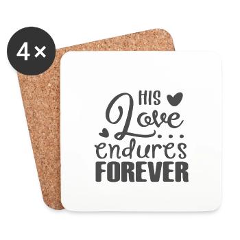 Christian Design His Love Endures Forever Psalm - Coasters (set of 4) - white - Front