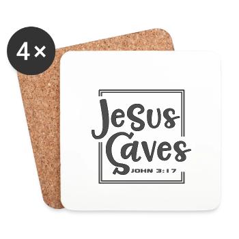 Conception chrétienne Jésus sauve Jean 3 verset 17 - Dessous de verre (lot de 4) - blanc - Devant