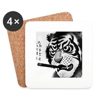 Smoking Tiger Black and White - Untersetzer (4er-Set) - Weiß - Vorne