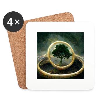 Arbre Monde - Dessous de verre (lot de 4) - blanc - Devant