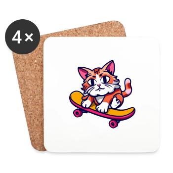 Patinage de chat - Dessous de verre (lot de 4) - blanc - Devant