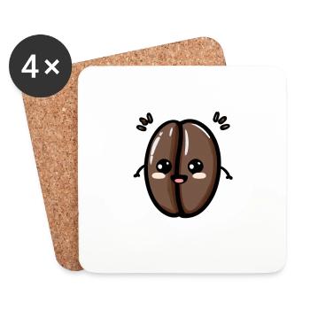 Grain de café Kawaii - Dessous de verre (lot de 4) - blanc - Devant