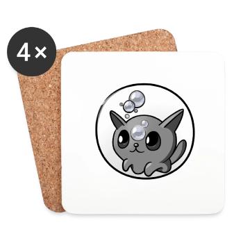 Soap Bubbles Cat - Coasters (set of 4) - white - Front