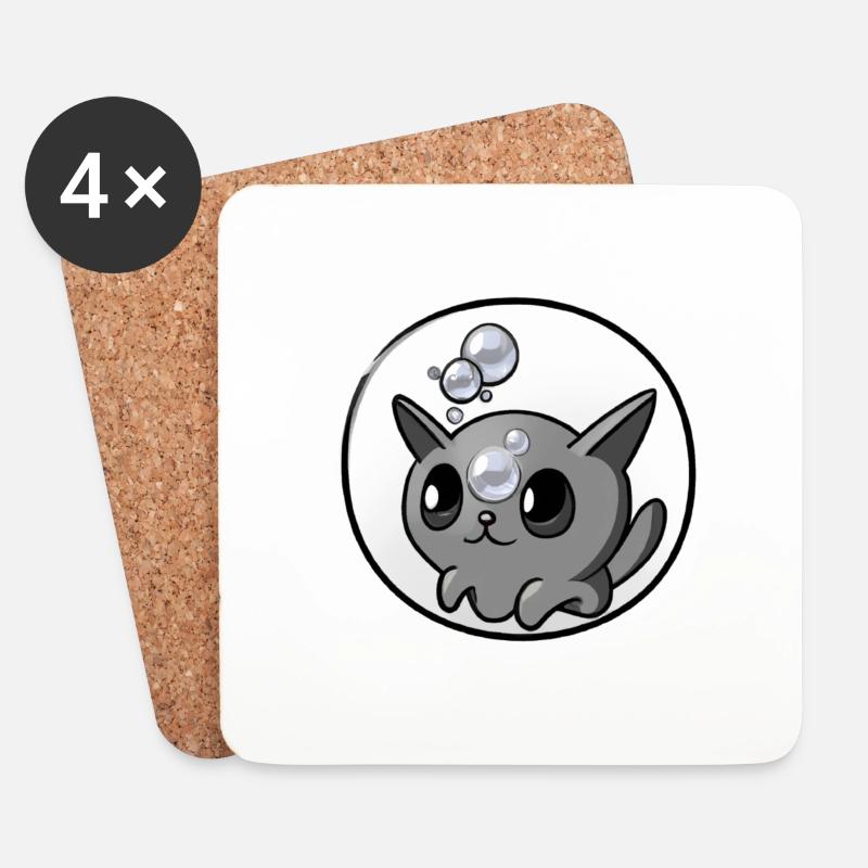 Seifenblasen Katze - Untersetzer (4er-Set) - Weiß