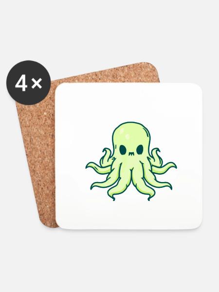 Kawaii Cthulhu - Coasters (set of 4) - white