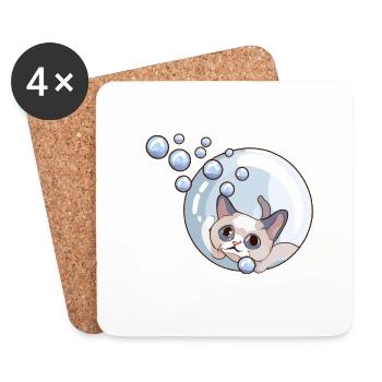 Soap Bubbles Cat - Coasters (set of 4) - white - Front