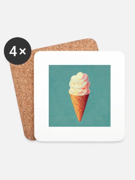 Eiscreme - Untersetzer (4er-Set) - Weiß