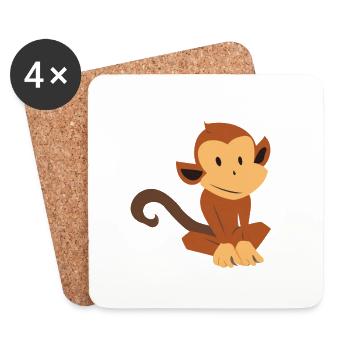 Mignon petit singe - Dessous de verre (lot de 4) - blanc - Devant