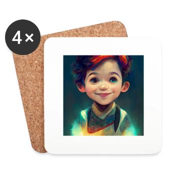 Enfant souriant - Dessous de verre (lot de 4) - blanc - Devant