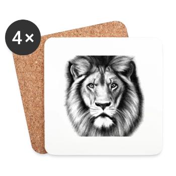 Lion dessiné - Dessous de verre (lot de 4) - blanc - Devant