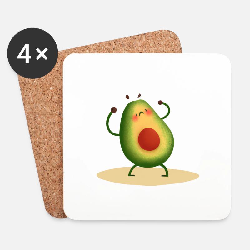 Super süße starke Avocado - Untersetzer (4er-Set) - Weiß