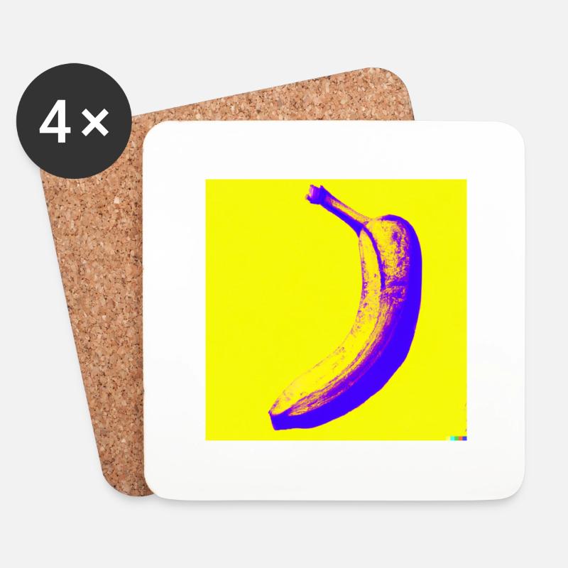 Pruple/Yellow Banana - Untersetzer (4er-Set) - Weiß