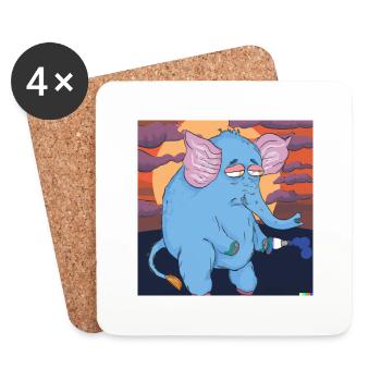 drunken elephant with blue fur and red eyes - Untersetzer (4er-Set) - Weiß - Vorne