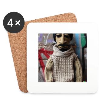 puppet knitted out of wool - Untersetzer (4er-Set) - Weiß - Vorne