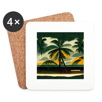 Jamaican cabin on the beach - Coasters (set of 4) - white - Front