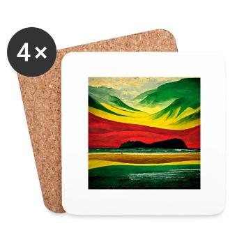 Rasta coloured landscape on the beach - Untersetzer (4er-Set) - Weiß - Vorne