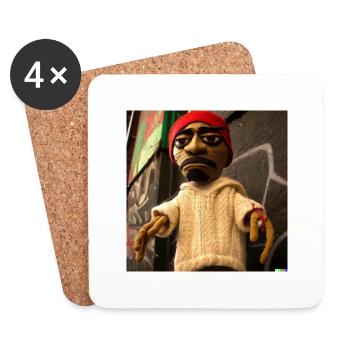 realistic photo of puppet knitted out of wool - Untersetzer (4er-Set) - Weiß - Vorne