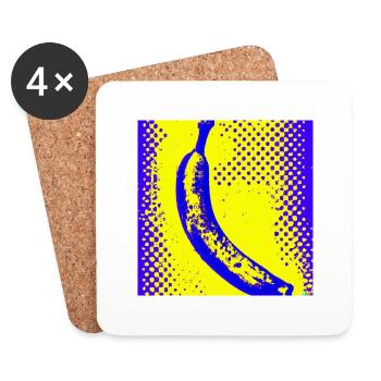 banane jaune (à droite) - Dessous de verre (lot de 4) - blanc - Devant