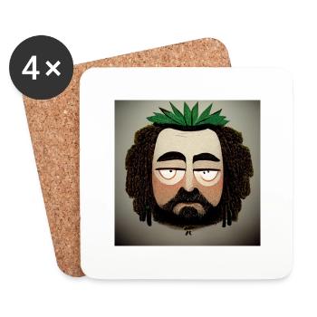 Rastafarian style cartoon AI painting - Untersetzer (4er-Set) - Weiß - Vorne