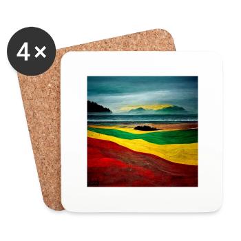 Rasta coloured landscape on the beach - Untersetzer (4er-Set) - Weiß - Vorne
